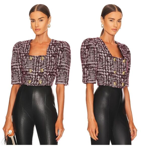 NWT Smythe DB Jacket Cropped in Plum Boucl - Picture 4 of 15